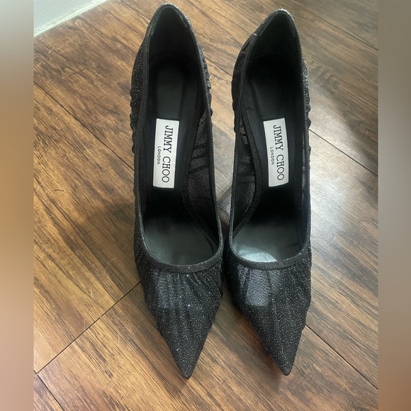 Jimmy Choo black glitter mesh love 38 - Picture 3 of 8